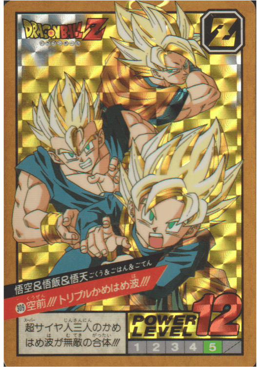 Goku & Gohan & Goten No.309 (Peeled) | Carddass Super Battle