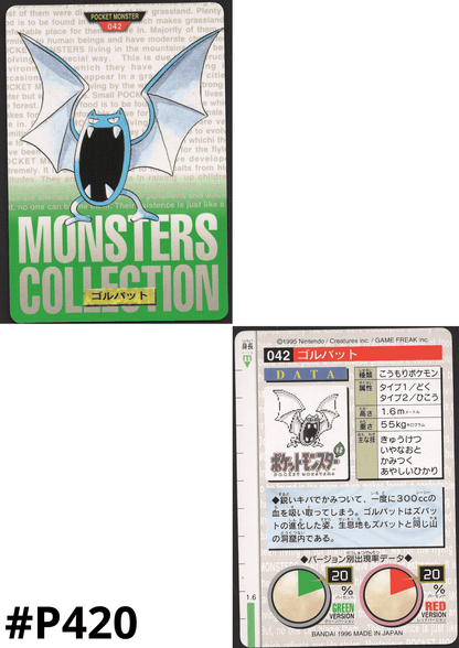 Golbat 042 | Carddass Monsters Collection ChitoroShop