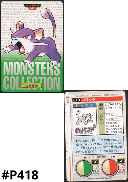 Rattata 019 | Carddass Monsters Collection